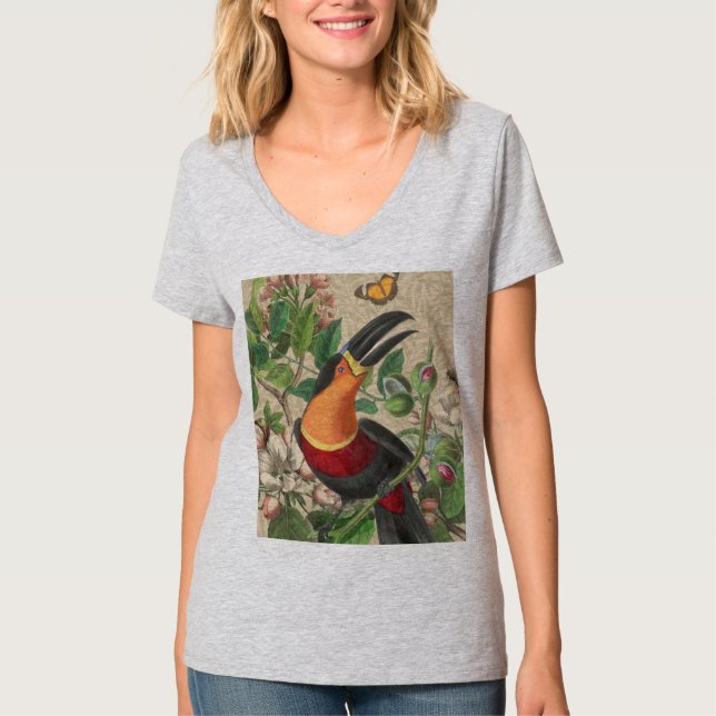 Toucan Jungle Tropical Bird Beautiful Antique T-Shirt (Vorderseite)