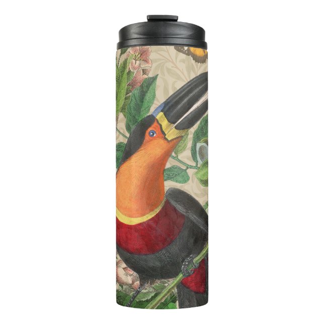 Toucan Jungle Tropical Bird Beautiful Antique Thermosbecher (Vorderseite)