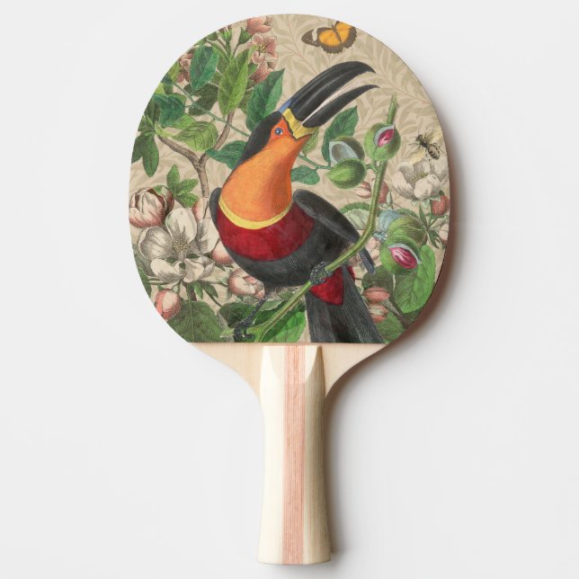 Toucan Jungle Tropical Bird Beautiful Antique Tischtennis Schläger (Vorderseite)