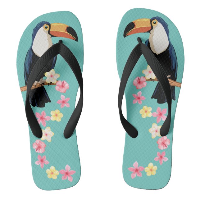 Toucan mit tropischen Blume Flip Flops (Fußbett)