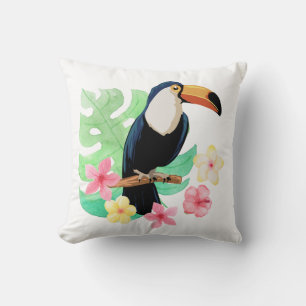 Toucan mit tropischen Blume Kissen