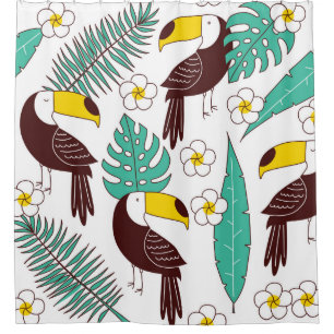 Toucan nahtlos Patter, Fliesen mit Palm-Blätter un Duschvorhang