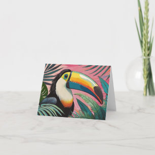 Toucan Oil Painting Pink Stationery Karte