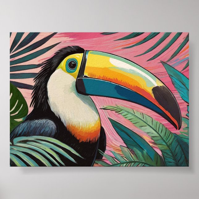 Toucan Oil Painting Pink Wall Art Poster (Vorne)
