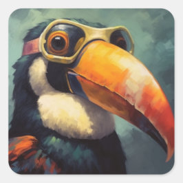 Toucan Pilot Quadratischer Aufkleber