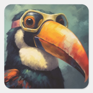 Toucan Pilot Quadratischer Aufkleber