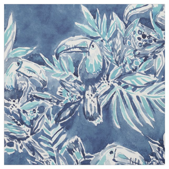 TOUCAN PLAN Indigo tropisch Stoff (Muster)