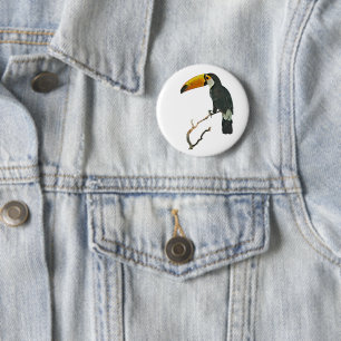 Toucan Portrait Animal Tropical Bird Design Button