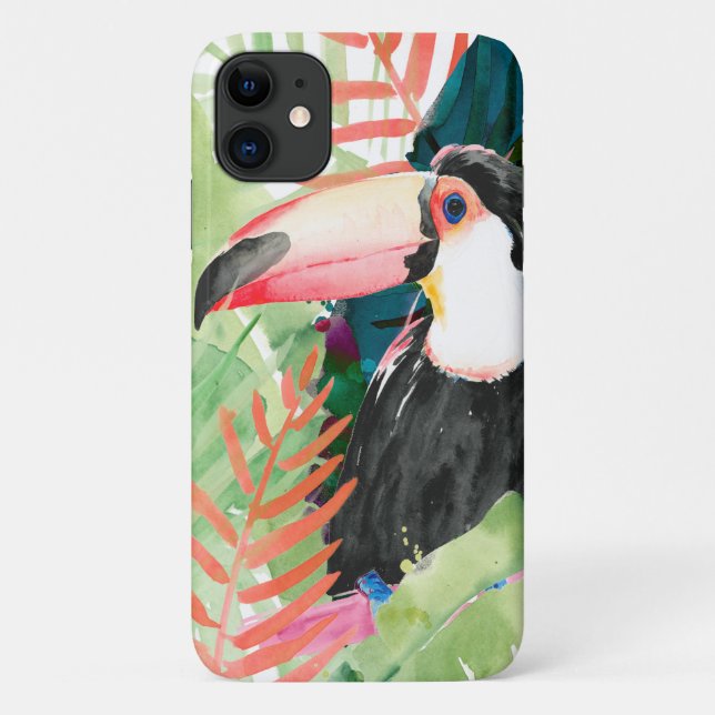 Toucan Portrait mit tropischen Blätter Case-Mate iPhone Hülle (Rückseite)