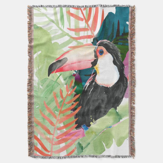 Toucan Portrait mit tropischen Blätter Decke (Vorderseite Vertikal)