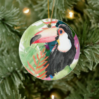 Toucan Portrait mit tropischen Blätter