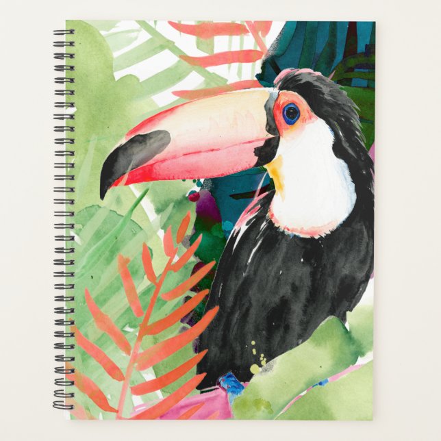 Toucan Portrait mit tropischen Blätter Planer (Vorderseite)
