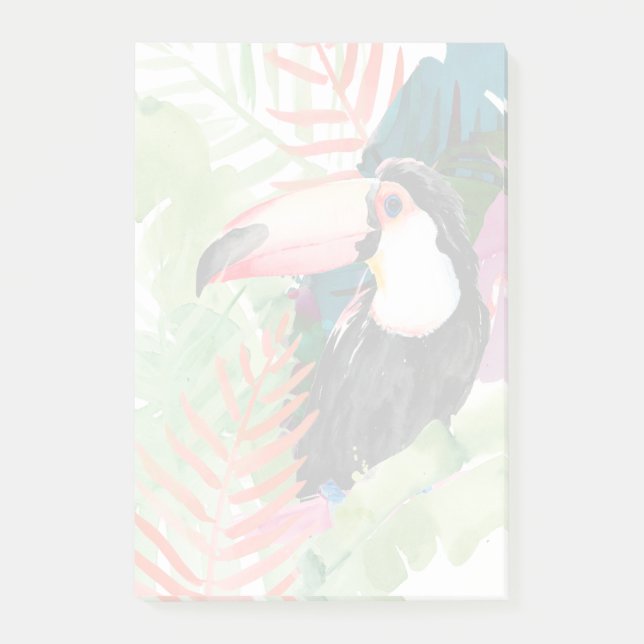 Toucan Portrait mit tropischen Blätter Post-it Klebezettel (Vorderseite)