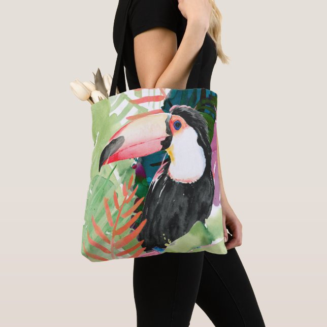 Toucan Portrait mit tropischen Blätter Tasche (Von Nahem)