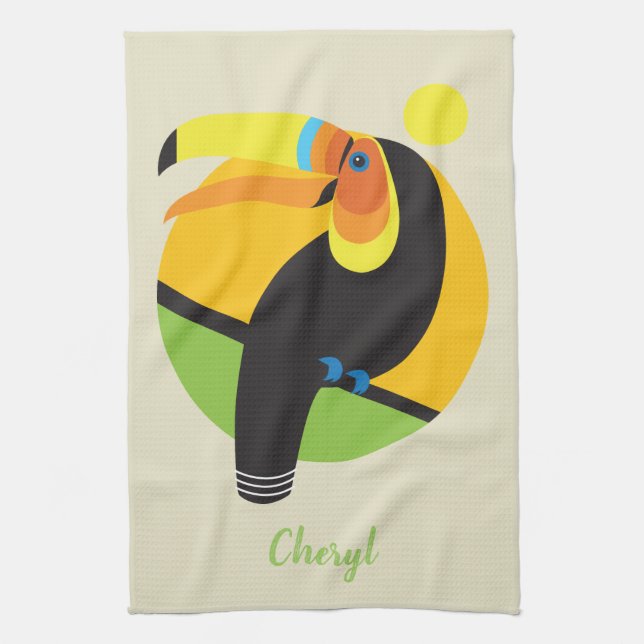 Toucan Rainforest Tropical Bird Art Geschirrtuch (Vertikal)
