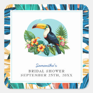 Toucan Tropenwald Summers Brautparty Quadratischer Aufkleber