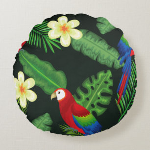 Toucan Tropical Bird Floral Coussin rond