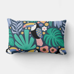 Toucan Tropical Bird Floral Lumbar Kissen