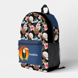 Toucan Tropical Floral and Coconut Bedruckter Rucksack