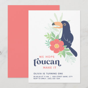 Toucan Tropical Palm Blätter Geburtstag Einladung