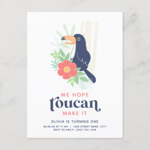 Toucan Tropical Palm Feuilles Invitation d'anniver