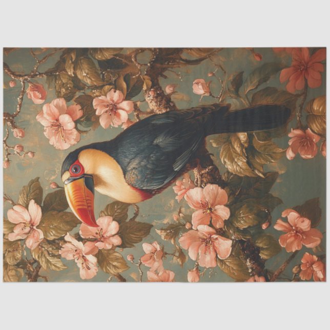 Toucan Tropical Vintag Style Painting Decoupage Seidenpapier (Vorderseite)