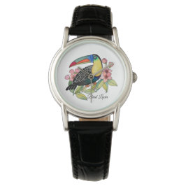 Toucan-Vogel mit Blume Armbanduhr