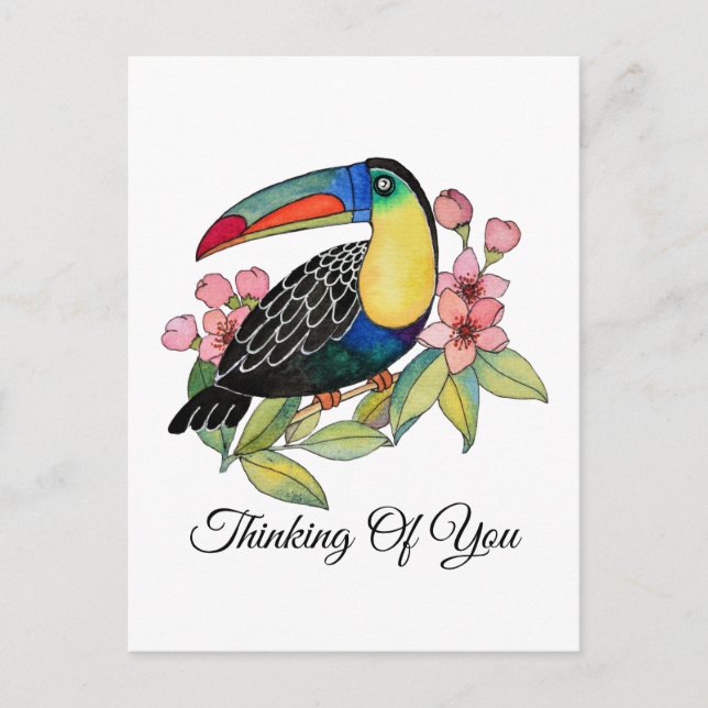 Toucan-Vogel mit Blume Postkarte (Vorderseite)