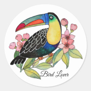 Toucan-Vogel mit Blume Runder Aufkleber