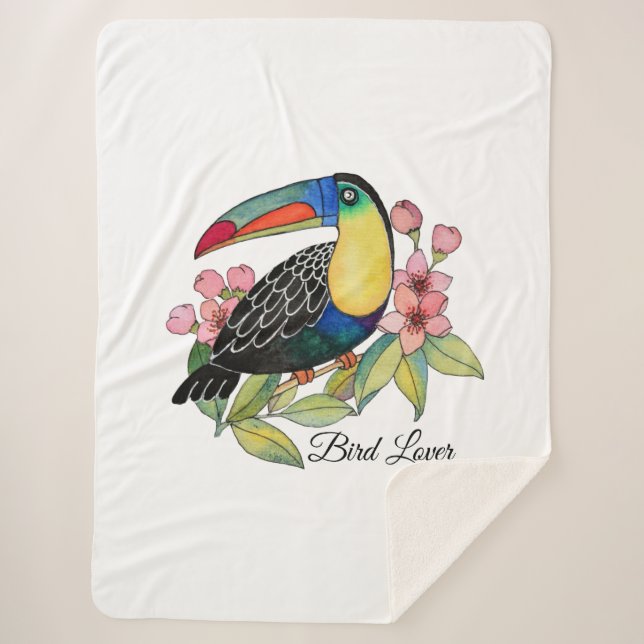 Toucan-Vogel mit Blume Sherpadecke (Vorderseite)