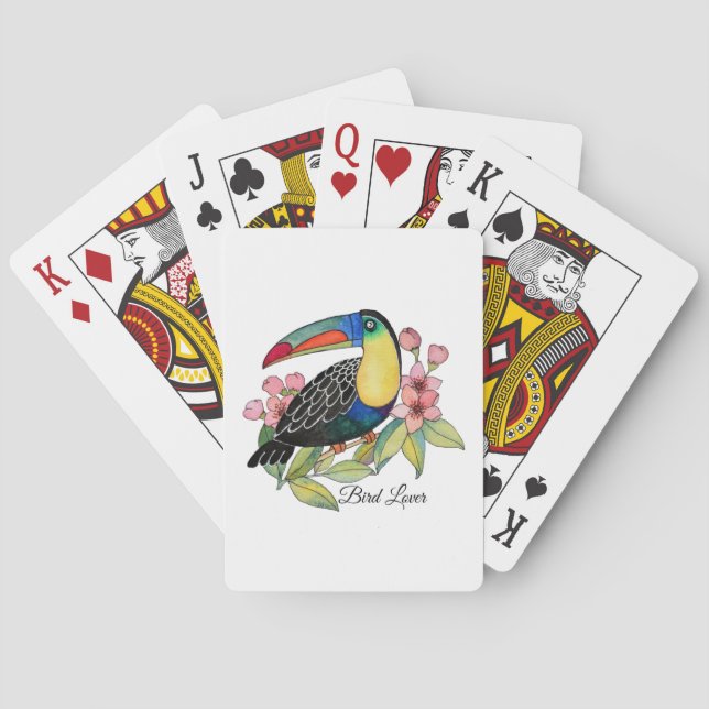 Toucan-Vogel mit Blume Spielkarten (Rückseite)