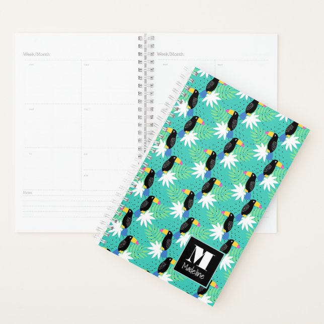 Toucans auf Aquamarin | Monogramm Planer (Anzeige)