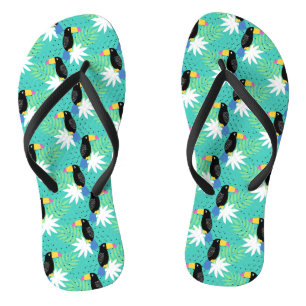 Toucans auf aquamarinem flip flops