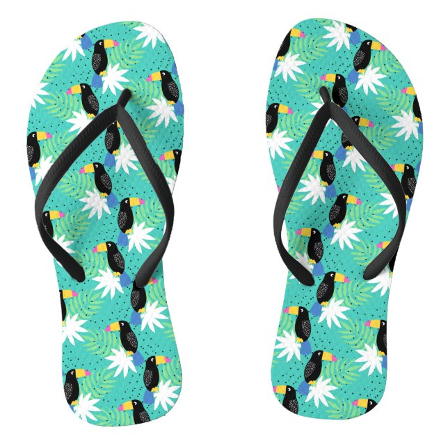 Toucans auf aquamarinem flip flops (Fußbett)