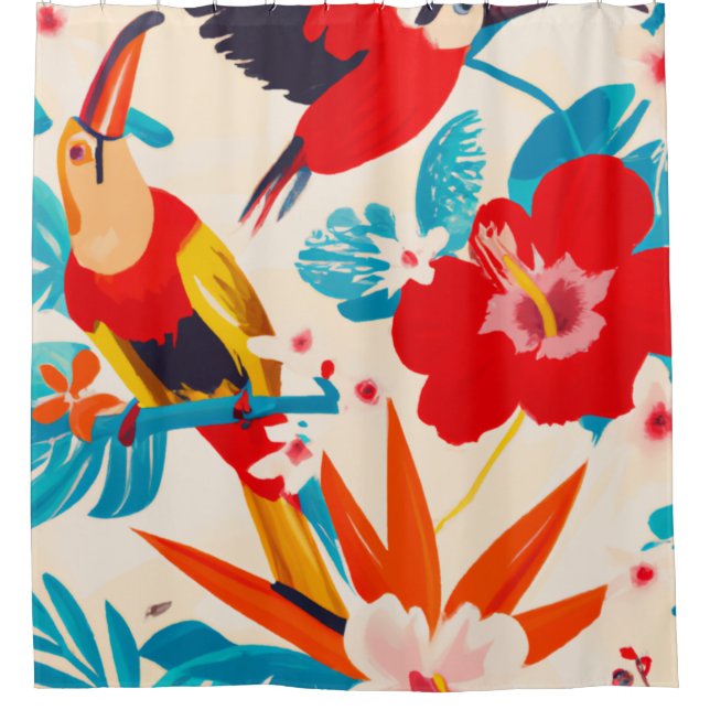 Toucans dans le paradis Tropical art rideau de dou (Devant)