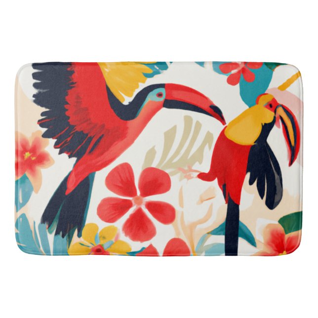 Toucans im Paradies Tropische Kunst Badematte (Vorderseite)