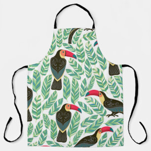 Toucans, tropische Blätter, dekorative Muster. Schürze