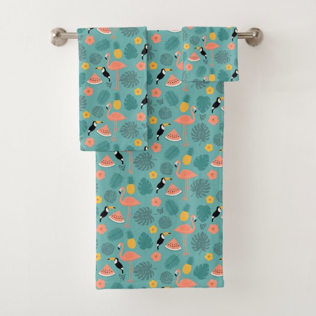 Toucans und Flamingos Badhandtuch Set (Insitu)