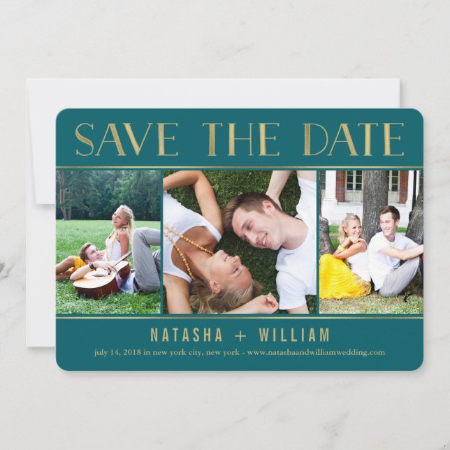 Touch der goldveredelten FARBE-Collage Save the Da Date (Vorderseite)