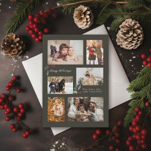 Touch der Holly Minimal Foto Collage Grau Feiertagskarte