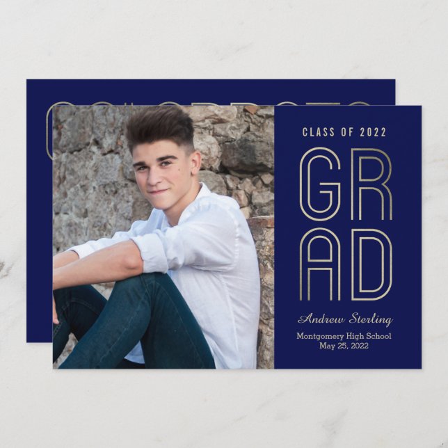 Touch der Klasse-EDITABLE-COLOR-Abschluss-Karte Einladung (Vorne/Hinten)