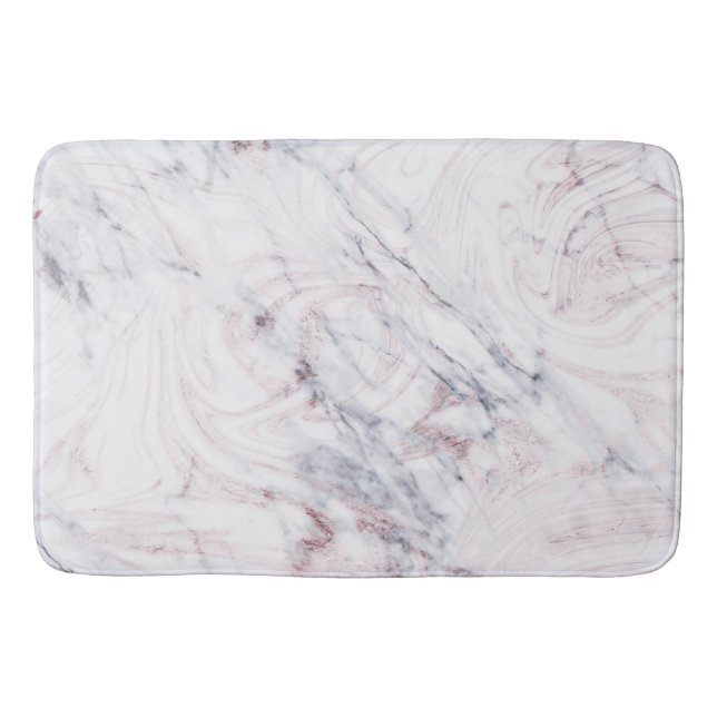 Touch der Rose Weißgraue Marmor Swirl Chic Trendy Badematte (Vorderseite)