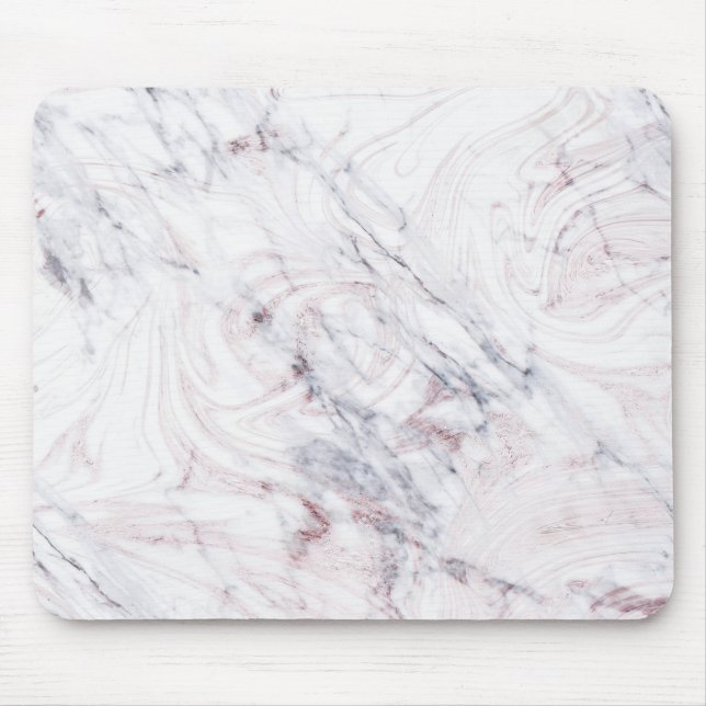 Touch der Rose Weißgraue Marmor Swirl Chic Trendy Mousepad (Vorne)