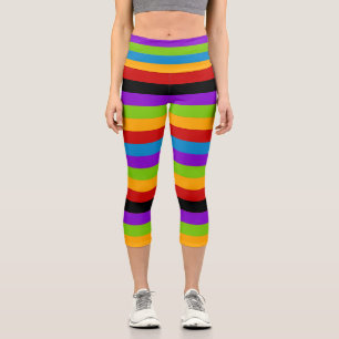 Touch der schwarzen Regenbogenstreifen Capri Leggings