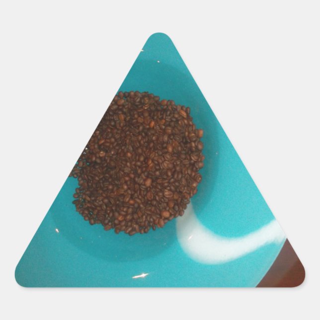 Touch des Meeres: Eine Cyan Bowl of Coffee Dreieckiger Aufkleber (Vorderseite)