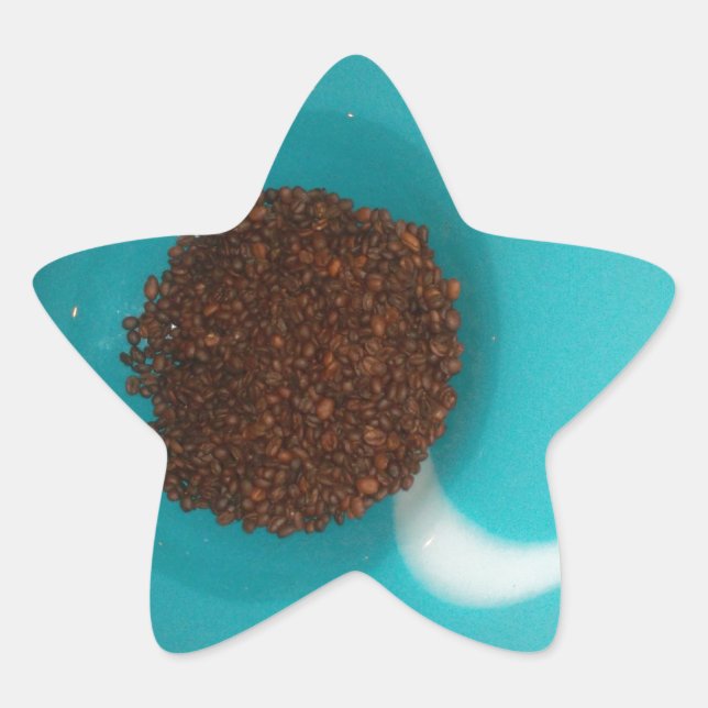 Touch des Meeres: Eine Cyan Bowl of Coffee Stern-Aufkleber (Vorderseite)