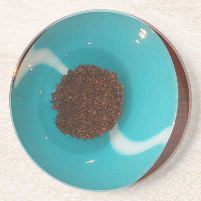 Touch des Meeres: Eine Cyan Bowl of Coffee Untersetzer (Vorne)