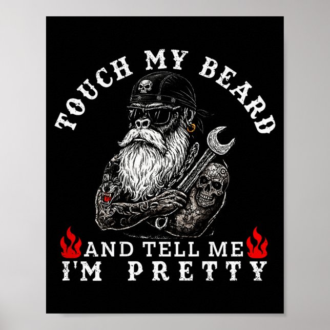 Touch My Beard And Tell Me I'm Pretty Monkey Funny Poster (Vorne)