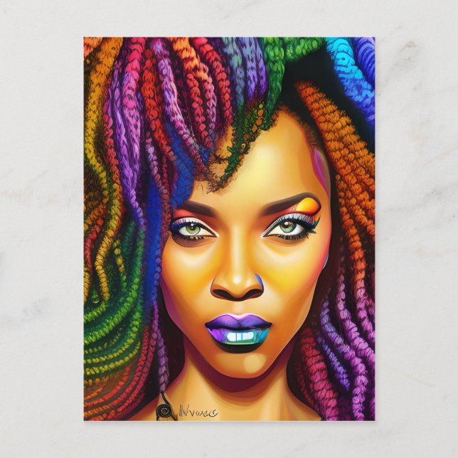 Touch nicht meine Haare schwarze Melanin Afro Quee Postkarte (Vorderseite)