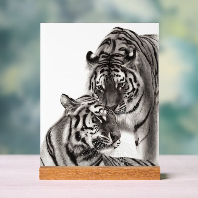 Touch - Oeuvre originale de tigre peinte à la main (Neutre)